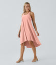 Breezeful™ Backless Racerback Side Pocket High Low Flowy Midi Quick Dry Casual Dress - Blossom