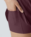 Breezeful™ Super High Waisted Curved Hem 2-in-1 Pocket Quick Dry Yoga Shorts 3.5'' - Berry Red