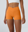 SoftlyZero™ High Waisted Crossover Plain Yoga Biker Shorts 3''-UPF50+ - Sunshine Orange