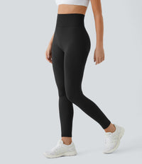 OneForm Seamless Flow High Waisted Ruched Plain Leggings - Black