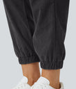 Mid Rise Zipper Pockets Corduroy Casual Joggers - Phantom