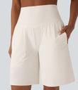 SoftlyZero™ Airy High Waisted Pockets Cool Touch Yoga Bermuda Shorts - Egret