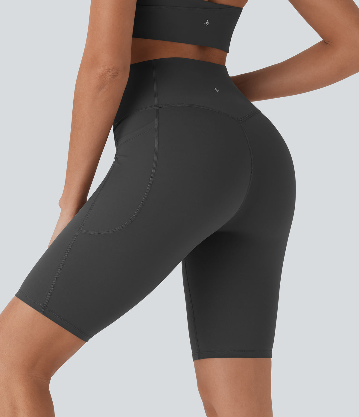 Halara UltraSculpt™ High Waisted Tummy Control Pocket Shaping Training Biker Shorts 9'' - Volcanic Ash