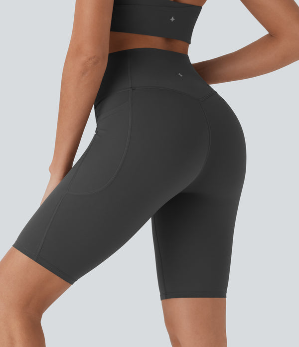 Halara UltraSculpt™ High Waisted Tummy Control Pocket Shaping Training Biker Shorts 9'' - Volcanic Ash