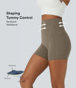 Halara UltraSculpt™ High Waisted Tummy Control Side Pocket Shaping Training Biker Shorts 5'' - Dawn Brown