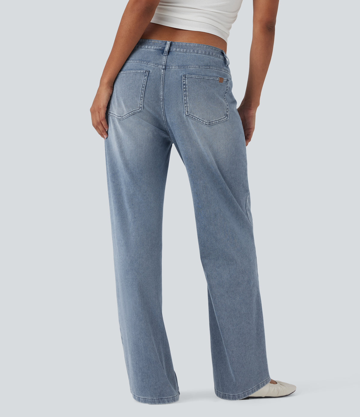 Halara Flex™ Mid Rise Straight Leg Casual Jeans with Pockets - Vallarta Blue Denim