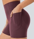 Halara UltraSculpt™ High Waisted Scrunch Butt Lifting Tummy Control Pocket Shaping Workout Biker Shorts 5'' - Evening Red