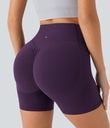 Halara UltraSculpt™ High Waisted Scrunch Butt Lifting Tummy Control Pocket Shaping Workout Biker Shorts 5'' - Blackberry Cordial