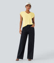 V Neck Short Sleeve Casual T-Shirt - Tender Yellow