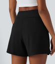 DayStretch High Waisted Work Baggy Shorts 4'' with Pockets - Black