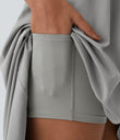 Breezeful™ High Low 2-Piece Pocket Flowy Midi Quick Dry Casual Dress - Ghost Gray