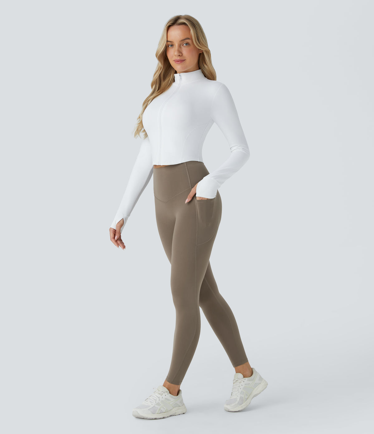 Halara UltraSculpt™ High Waisted Butt Lifting Tummy Control Pocket Shaping Workout Leggings - Dawn Brown