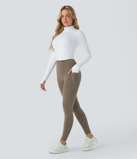 Halara UltraSculpt™ High Waisted Butt Lifting Tummy Control Pocket Shaping Workout Leggings - Dawn Brown