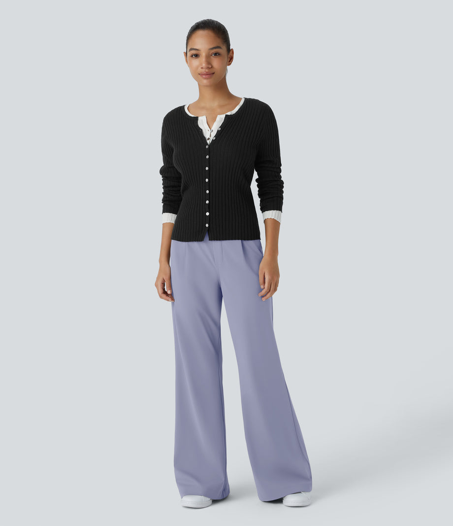 Halara Flex™ DayStretch High Waisted Pocket Work Flare Pants - Icelandic Blue