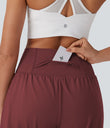 SoftlyZero™ Airy Super High Waisted 2-in-1 Cool Touch Yoga Shorts 7" with Pockets - Madder Brown