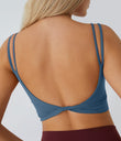 Double Straps Cropped Yoga Tank Top - Electric Blue