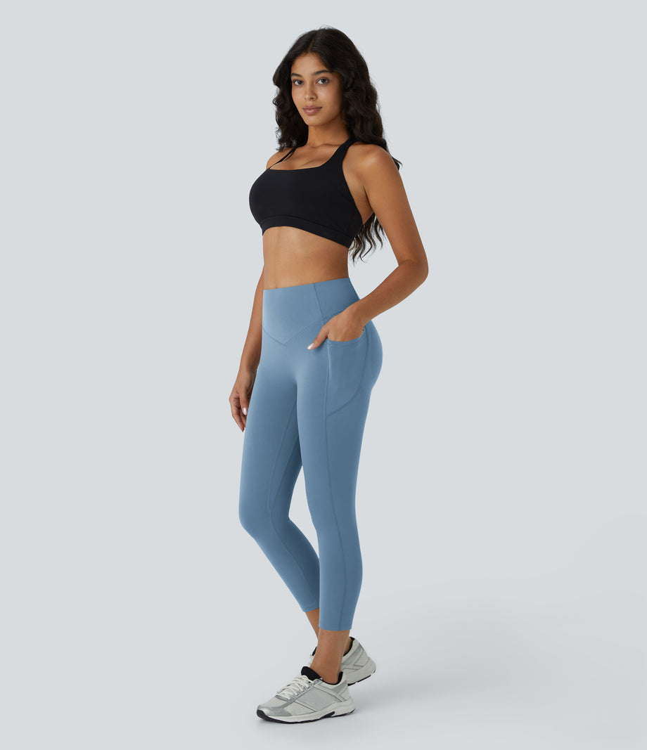 Halara UltraSculpt™ High Waisted Scrunch Butt Lifting Tummy Control Pocket Shaping Capri Training Leggings - Whale Blue