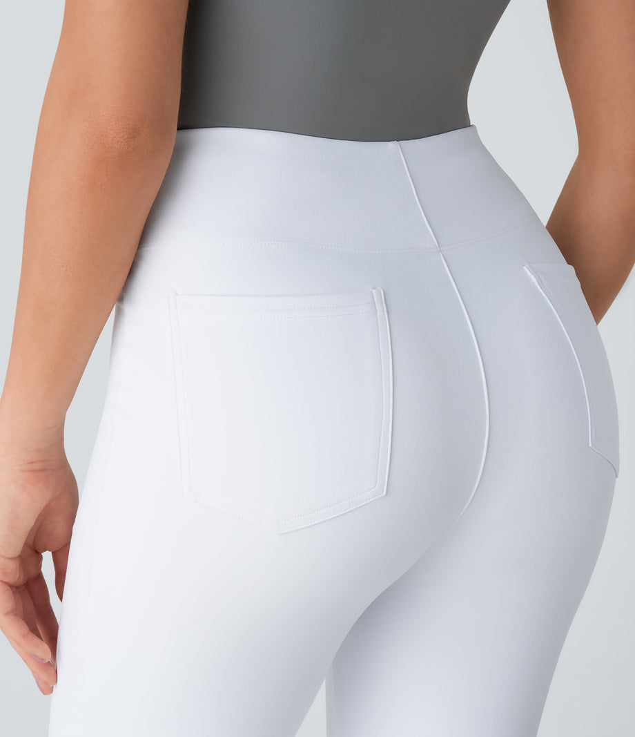 Halara Flex™ High Waisted Back Side Pocket Slight Flare Work Pants - White