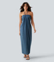 Halter Tie Back Maxi Dress with Pockets - Stellar