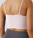 Basic Padded Workout Cropped Low Support Tank Top A-D Cups - Primrose Pink