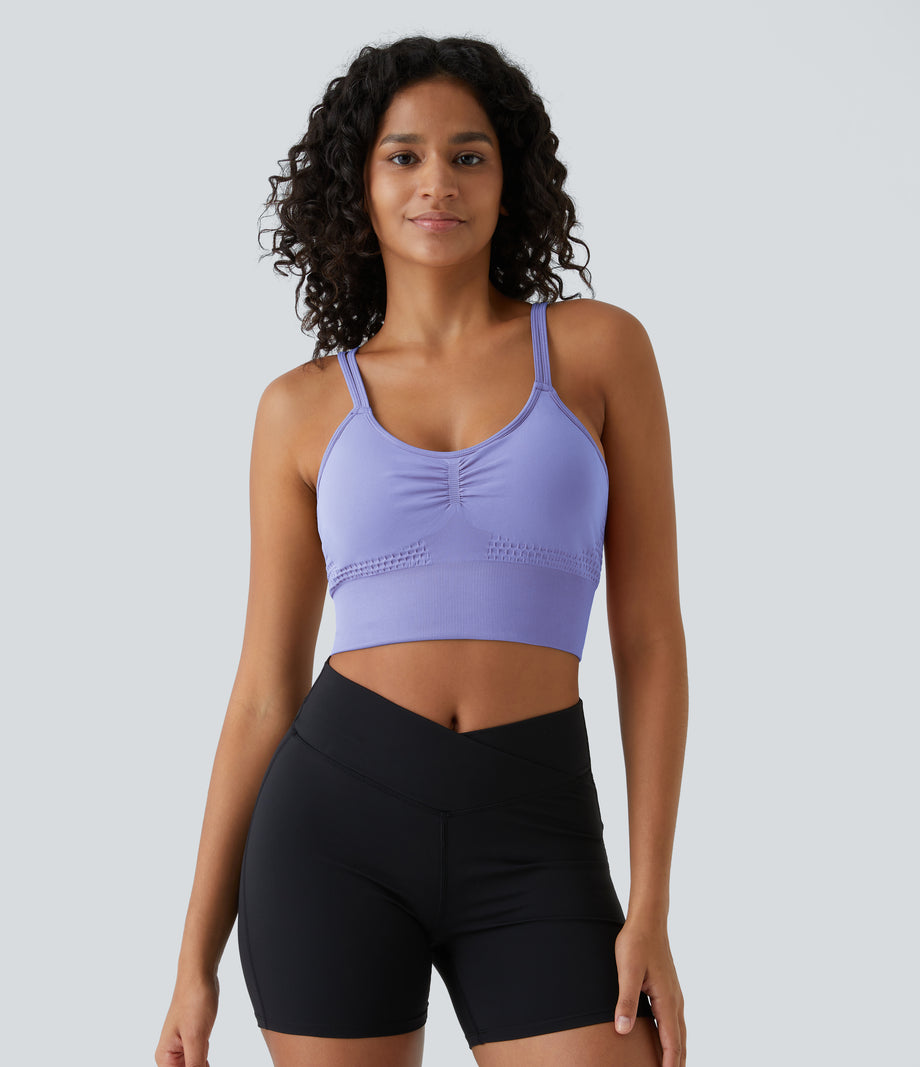 OneForm Seamless Flow Low Support Ruched Double Straps Sports Bra A-D Cups - Easter Egg
