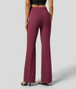 Halara Flex™ High Waisted Back Side Pocket Slight Flare Work Pants - Mauve Wine