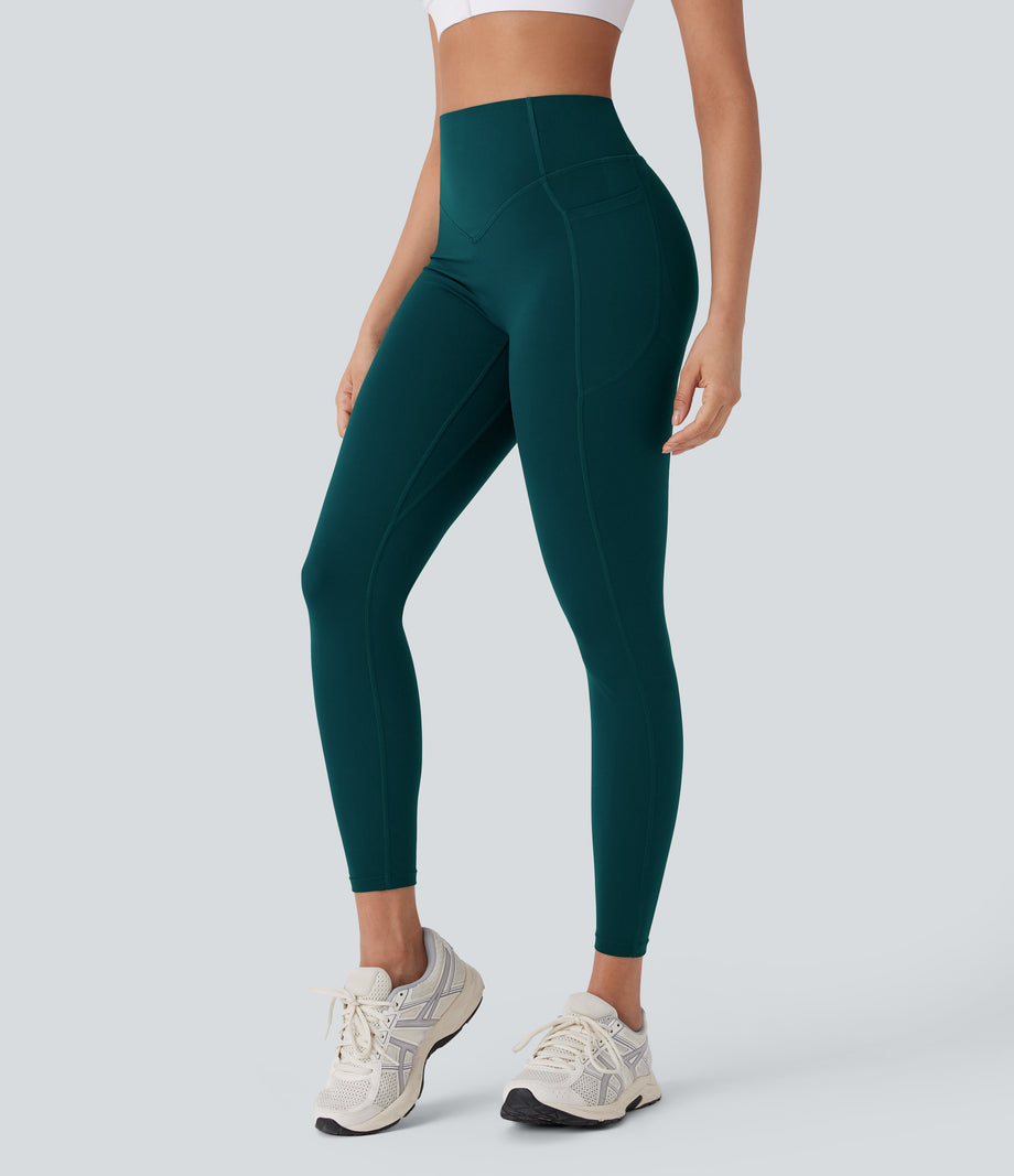 Halara UltraSculpt™ High Waisted Tummy Control Butt Lifting Ruched Pocket Shaping Yoga Leggings - June Bug
