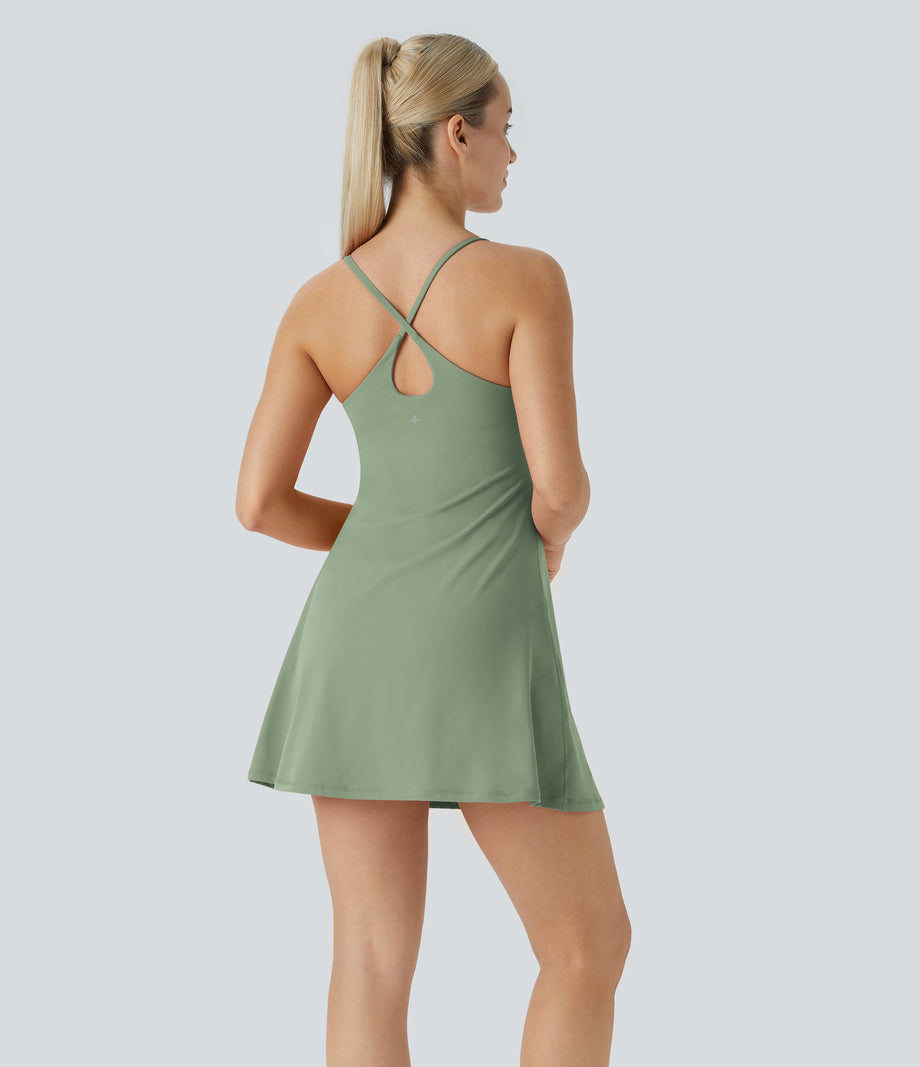 SoftlyZero™ Plush Backless Active Dress - Asparagus