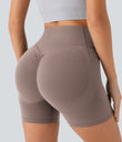 Halara UltraSculpt™ High Waisted Scrunch Butt Lifting Tummy Control Pocket Shaping Workout Biker Shorts 5'' - Dawn Brown