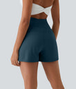 High Waisted Crossover Pocket 2-in-1 Casual Shorts - Majolica Blue