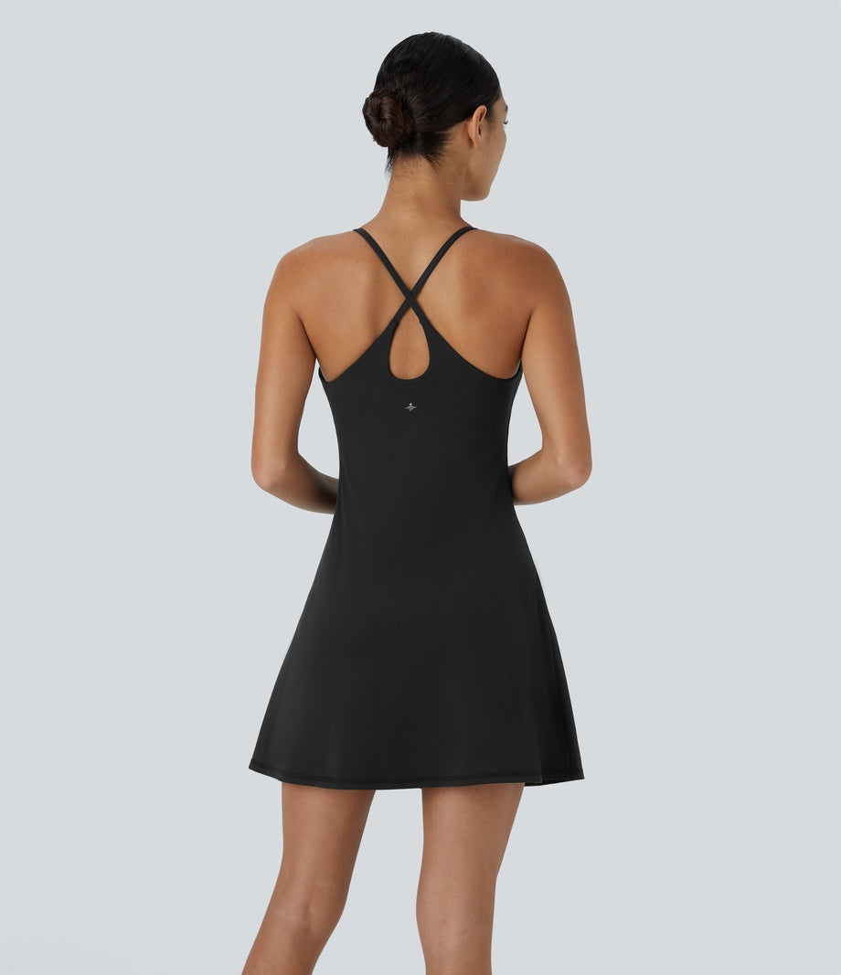 SoftlyZero™ Plush Backless Active Dress - Black