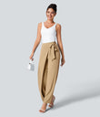 Halara Flex™ High Waisted Tie Side Wide Leg Work Pants - Desert Brown