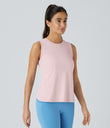 Cut Out Crossover Hem Solid Yoga Tank Top - Pale Lilac