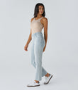 Halara Flex™ High Waisted Pockets Straight Leg Washed Casual Jeans - Light Azure Denim