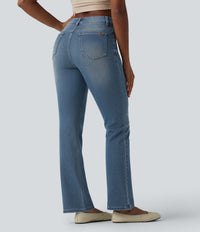 Halara Flex™ High Waisted Pockets Washed Casual Bootcut Jeans - Blue Surf Denim
