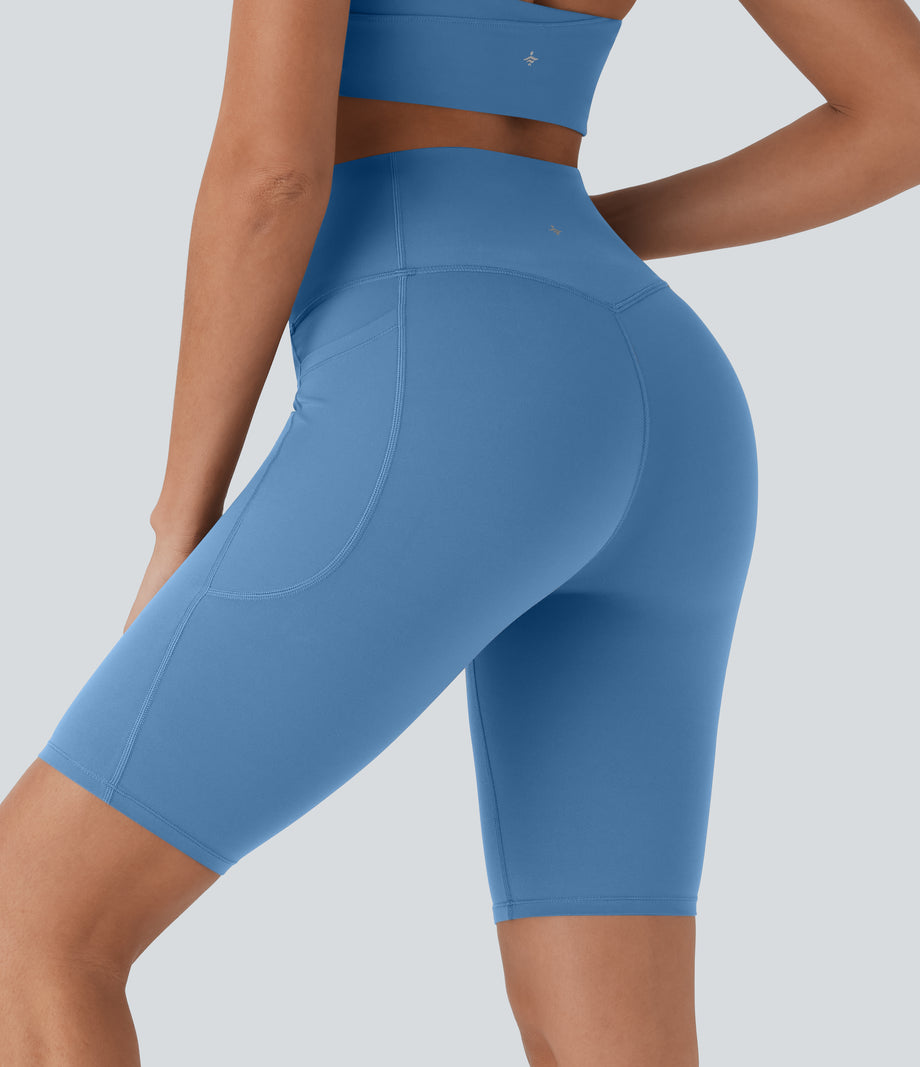 Halara UltraSculpt™ High Waisted Tummy Control Pocket Shaping Training Biker Shorts 9'' - Pacific Coast