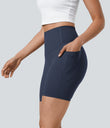 Halara UltraSculpt™ High Waisted Tummy Control Pocket Shaping Training Biker Shorts 7'' - Mood Indigo