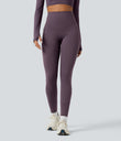 Halara Ultrasculpt™ Heat High Waisted Tummy Control Crossover Back Fleece Running Leggings with Pockets - Night's Purple