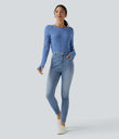 Halara Flex™ High Waisted Casual Skinny Jeans with Pockets - Powder Blue Denim