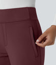 Halara Flex™ DayStretch Mid Rise Side Zipper Pocket Work Flare Pants - Red Mahogany
