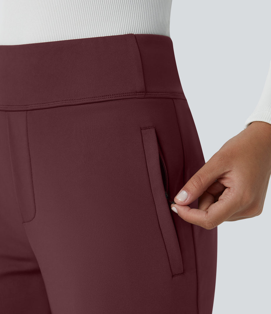 Halara Flex™ DayStretch Mid Rise Side Zipper Pocket Work Flare Pants - Red Mahogany