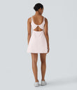 SoftlyZero™ Plush Double Straps 2-Piece Pocket Slip Dance Active Dress A-D Cups - Chiffon White