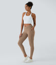 SoftlyZero™ Crossover Pocket Plain Leggings-UPF50+ - Burro