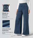 Halara Flex™ High Waisted Pockets Wide Leg Loose Work Jeans - Washed Denim Bleached Blue
