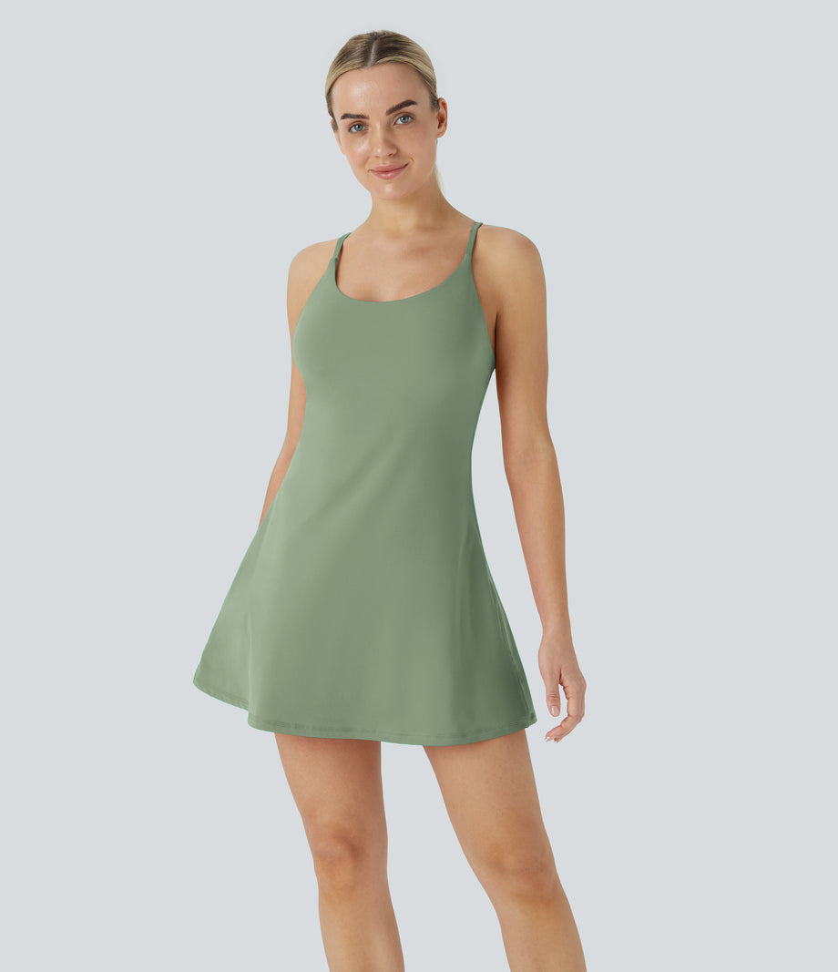 SoftlyZero™ Plush Backless Active Dress - Asparagus