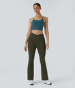 DayStretch High Waisted Crossover Flare Yoga Leggings - Forest Night