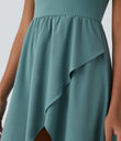 Breezeful™ High Low 2-Piece Pocket Flowy Midi Quick Dry Casual Dress - Stone Blue