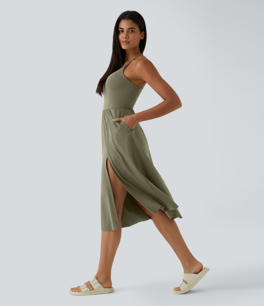 Everyday Midi Chill Dress-La Land - Withered Green