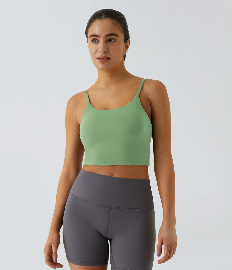 Basic Padded Workout Cropped Low Support Tank Top A-D Cups - Kashmir