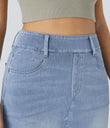 Halara Flex™ High Waisted Pockets Bodycon Washed Denim Casual Midi Skirt - Gray Blue Denim
